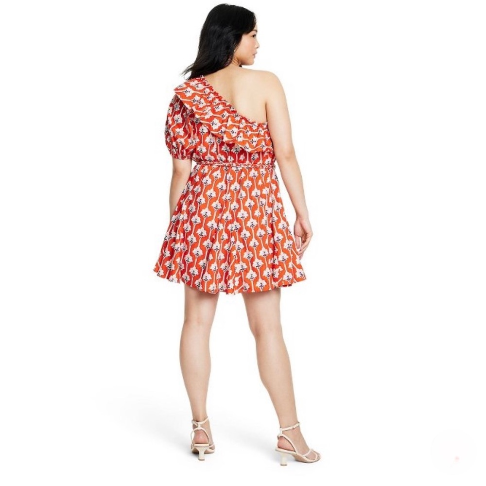 NWT RHODE x Target Large Lotus Floral One Shoulder Mini Dress - Picture 4 of 5